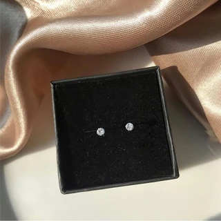 earika.earrings - white jewel stud ต่างหูเพชรเม็ดเดี่ยวก้านเงินแท้ชุบทองคำขาว (มี 2 ขนาด) เหมาะสำหรับคนแพ้ง่าย