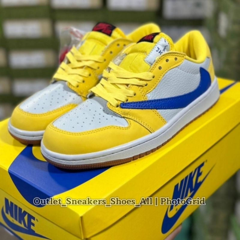 รองเท้า Nike Air Jordan 1 Low Travis Scott Canary Unisex ใส่ได้ทั้ง ชาย หญิง [ ของแท้ พร้อมส่ง ]