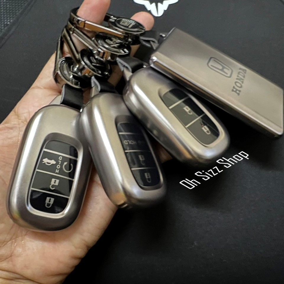 เคสรีโมท  Honda  HRV Civic FE RS EL 2024  GEN11 CRV Gen 6 ปกป้องรีโมท (Metallic GrayTPU Key Case)  2 , 3 และ 4 ปุ่ม