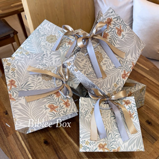 ꒰1ใบ꒱ถุงกระดาษ ลายใบไม้เรียบๆ เหมาะกับทุกโอกาส ริบบิ้นทูโทน …