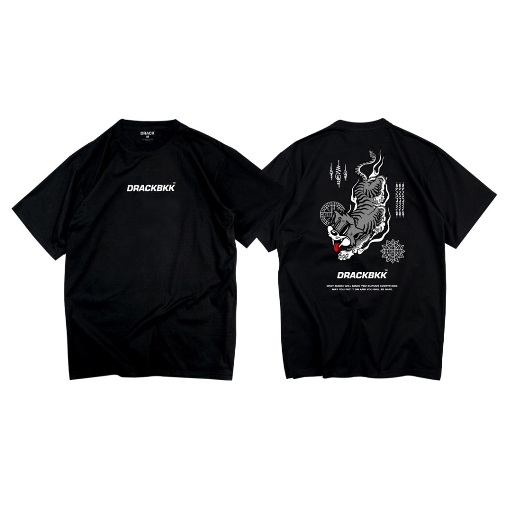 DRACK - NEVER DIE สีดำ เสื้อยืดคอกลม