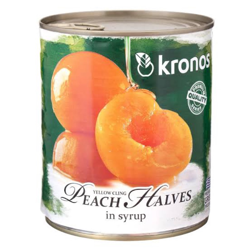 Kronos Peach halves in light syrup ลูกพีชผ่าครึ่งในน้ำเชื่อม fl จาก กรีซ 🇬🇷820กรัม