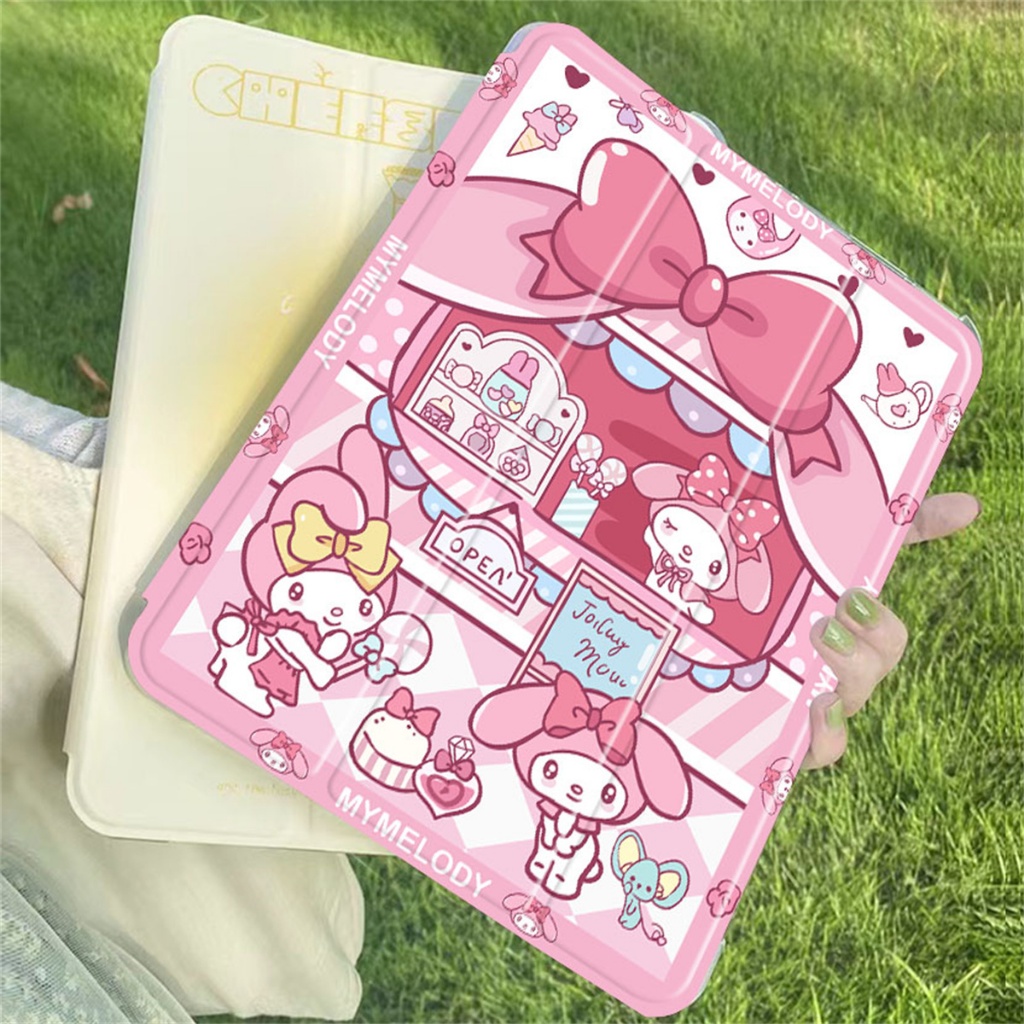 เคสไอแพดนุ่มนิ่ม 3พับ ปากกาซ้าย แบบใส Air11pro11 นิ้วAir5/4/3/2/1 แอร์10.9/9.7 GEN9/8/7/6/5 เจน10.2 กันการหล่น Case ipad