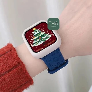 สายซิลิโคนยาง ปั้มลายเสือ สำหรับ สมาทวอช ใช้ได้กับ Smart Watch 11 10 9 8 7 6 5 4 3 2 1 Se Ultra ปรับได้ 42/44/45/46/49mm