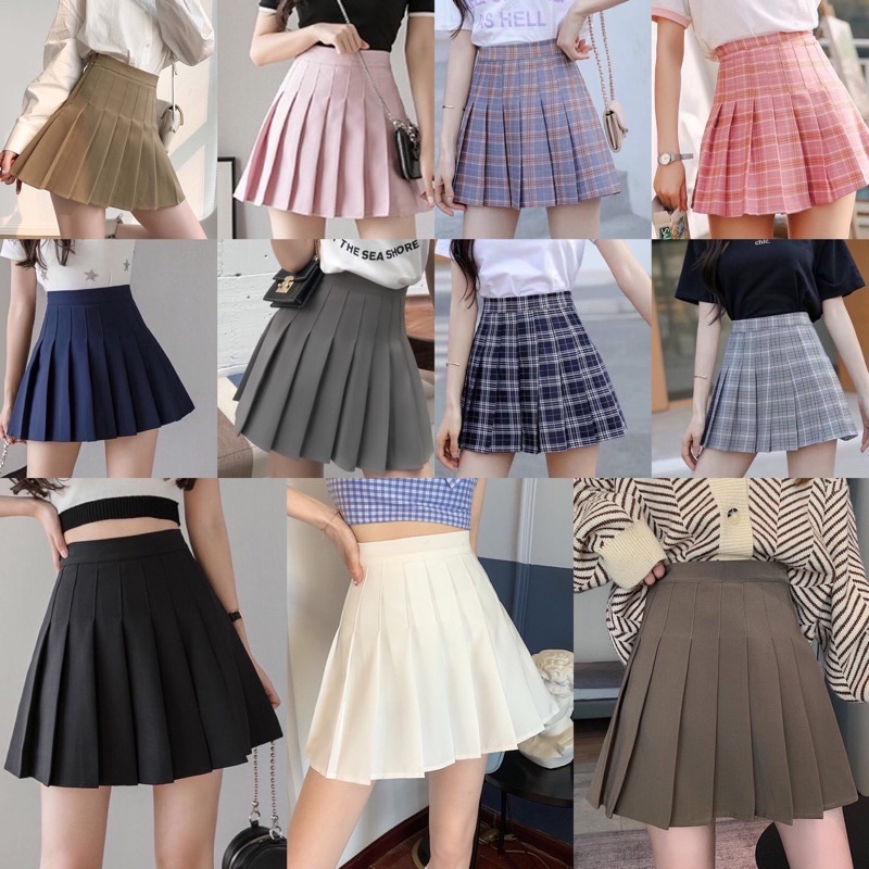 XA-8 00พร้อมส่ง กระโปรงเทนนิส สีพื้น น่ารักเกาหลี