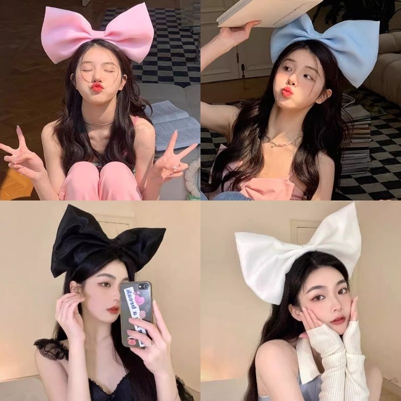 E3/6ที่คาดผมโบว์ใหญ่ ที่คาดผมโบว์สไตล์เกาหลี เนื้อผ้าแก้ว สีสันสดใส  อันใหญ่มาก น่ารัก พร้อมส่งในไทย