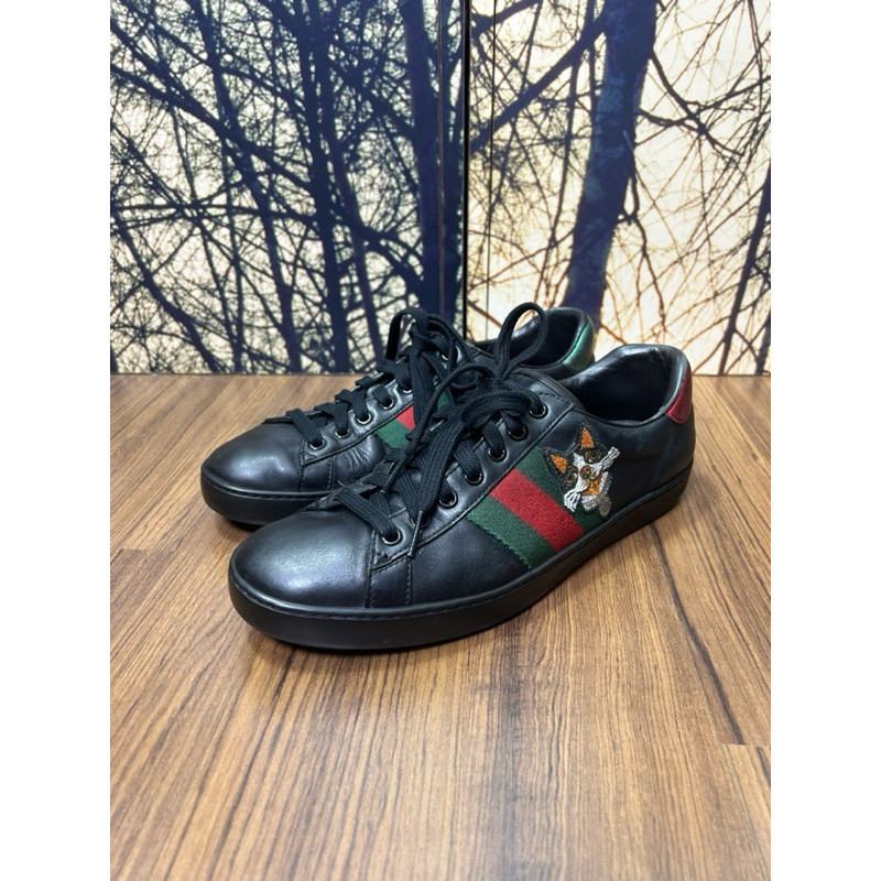 limited edition black ace leather sneakers gucci