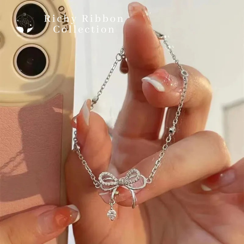 MNL💗กำไลข้อมือ Richy Ribbon รูปโบ เครื่องประดับแฟชั่น เงินแท้ ผู้หญิง ใส่ออกงาน ใส่เที่ยว ได้ทุกวัน ของขวัญ