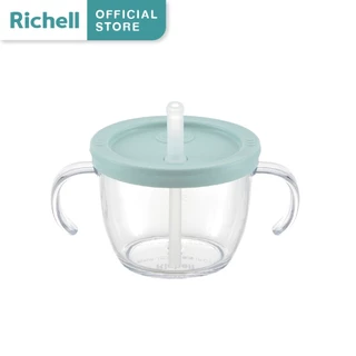 Richell(ริเชล) AXSTARS ถ้วยฝึกดูดรุ่นใหม่ หลอดกันสำลัก มีปุ่มกดช่วยดันน้ำ รูปทรงหลอดดีไซน์ใหม่ 150มล.