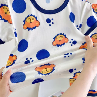 Babyonline(Y344)C5 (ส่งด่วน1วัน)ชุดเซ็ตเสื้อแขนสั้นกางเกงขายาวสำหรับเด็กลายการ์ตูนน่ารัก ผ้านิ่ม เด้ง ใส่สบาย