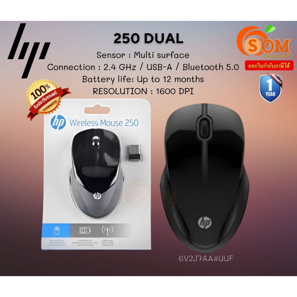 HP MOUSE 250 DUAL Wireless mouse (6V2J7AA#UUF) (ประกัน 1 ปี)