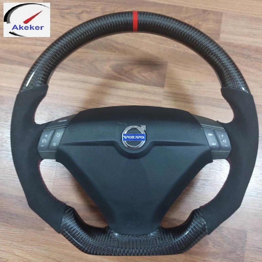 Alcantara Volvo Steering Wheel Real Cabon Racing Red Label for S60 V70 S60R V70R P2