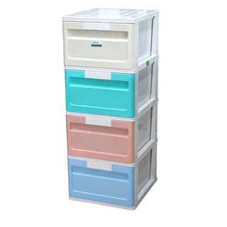 โลตัส ตู้ลิ้นชักพลาสสติก DIY 4 ชั้น สีเรนโบว์ LOTUS'S DRAWER CABINET DIY RAINBOW 4 TIER
