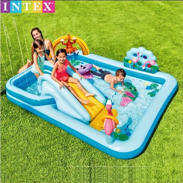 สระน้ำเป่าลม สไลเดอร์ จังเกิ้ล แอดเวนเจอร์ 244*198*71CM. รุ่น 57161 แถมที่สูบลมดับเบิ้ล F5