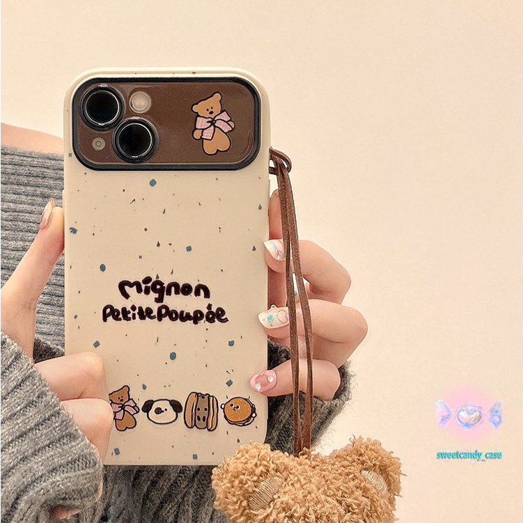 [จัดส่งในพื้นที่] เคสโทรศัพท์กระจกแต่งหน้าหมีน่ารักเข้ากันได้กับ iPhone X XR XS 11 13 15 12 Pro Max 7 8 14 15 Plus cover