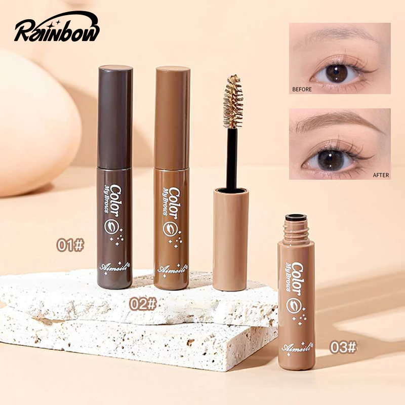 ครีมย้อมคิ้ว Aimeiliมาสคาร่าคิ้ว 3D ครีมมาสคาร่าคิ้ว สีน้ําตาลเข้ม ธรรมชาติ เรียงเส้นสวย สามมิติ 3 สี ติดทนนาน กันน้ํา