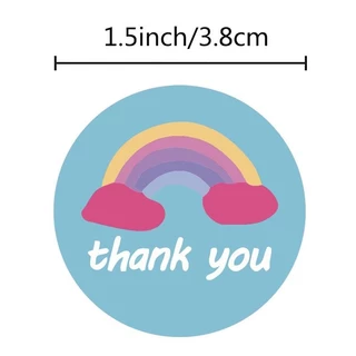 สติ๊กเกอร์ขอบคุณ สติ๊กเกอร์ดวงเล็ก 500ดวง / ม้วน สติ๊กเกอร์thank you ลวดลายน่ารัก ฉีกไม่ขาด