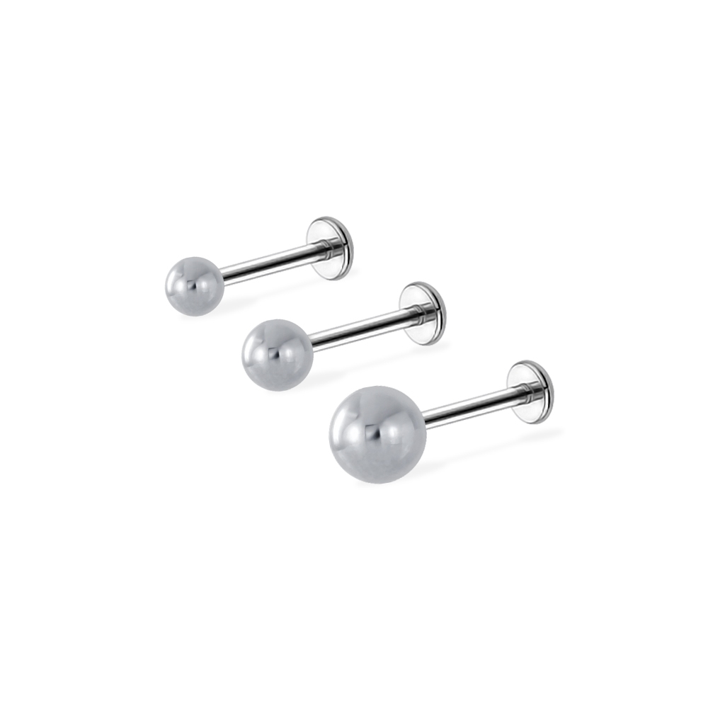 PiercingRoomByJay, จิว/ต่างหูแป้นแบน สำหรับผิวแพ้ง่าย Plain Ball Titanium เกรดการแพทย์