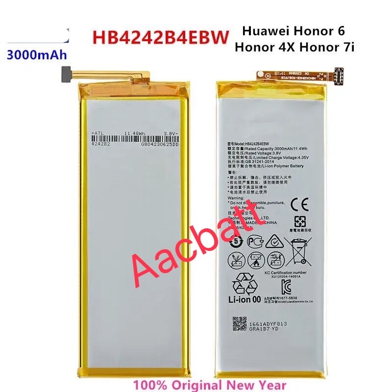 แบตเตอรี่ Huawei Honor 6 / Huawei Honor 4X / Huawei Honor 7i HB4242B4EBW 3000mAh ส่งจากไทย