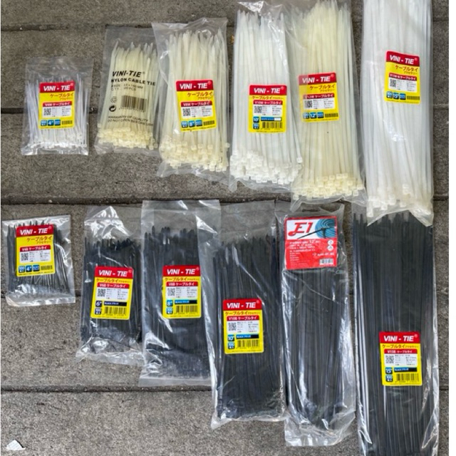 เคเบิ้ลไทร์ อย่างดี 4",6",8",10",12",15”  ถุง100เส้น หนวดกุ้ง cable tie สายรัด ยี่ห้อ Vini-Tie