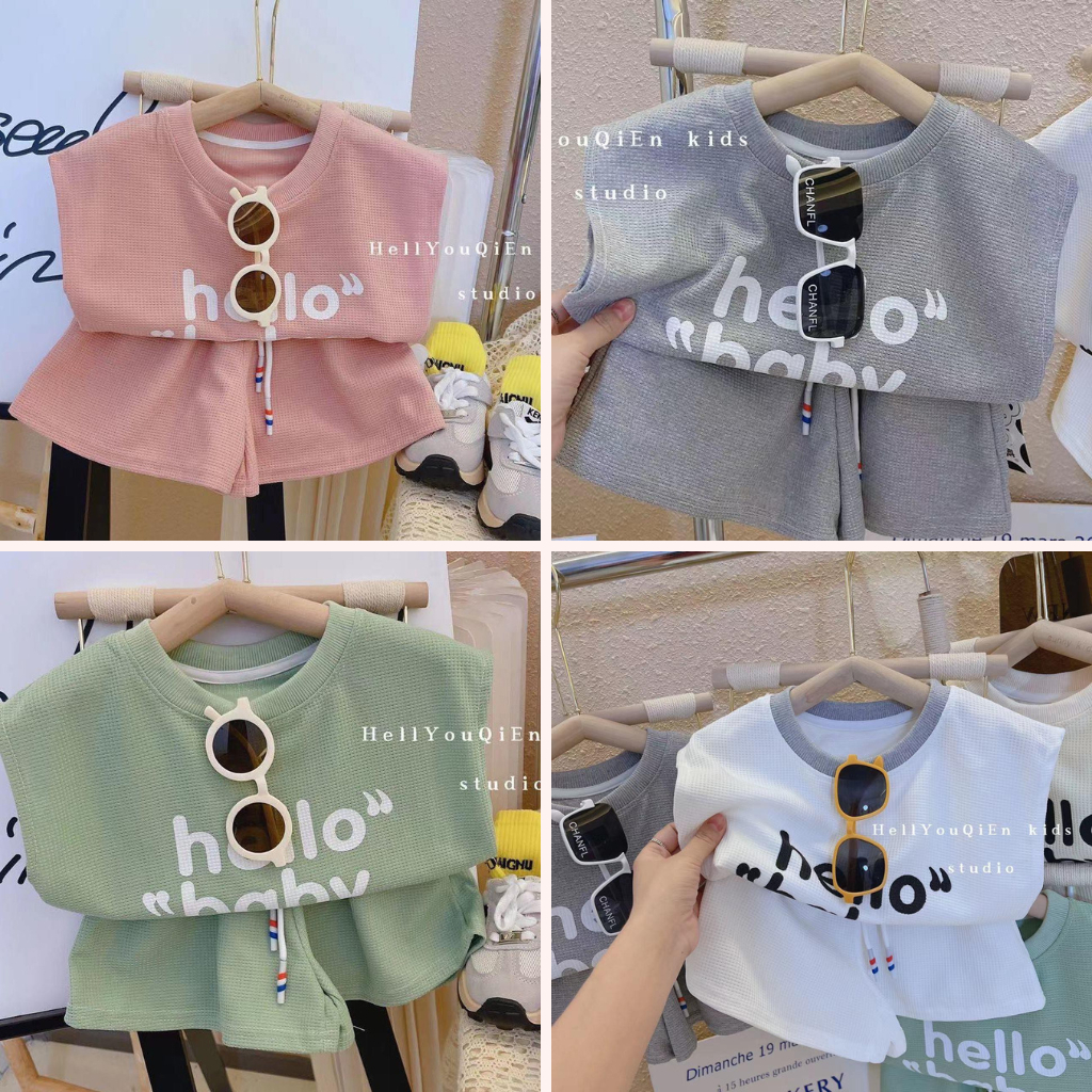 ฉ01-ฉ05 พร้อมส่ง ชุดฮัลโหล ชุดเด็กผู้หญิงแขนกุด