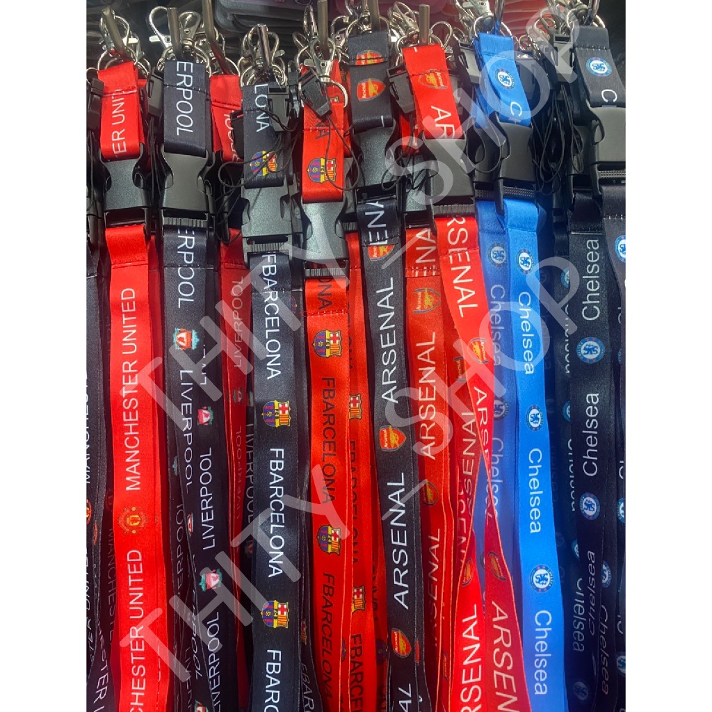 สายคล้องคอ สายคล้องเอนกประสงค์ ลายสโมสรฟุตบอล พร้อมปุ่มกด ถอดออกได้ พร้อมส่งจากไทย