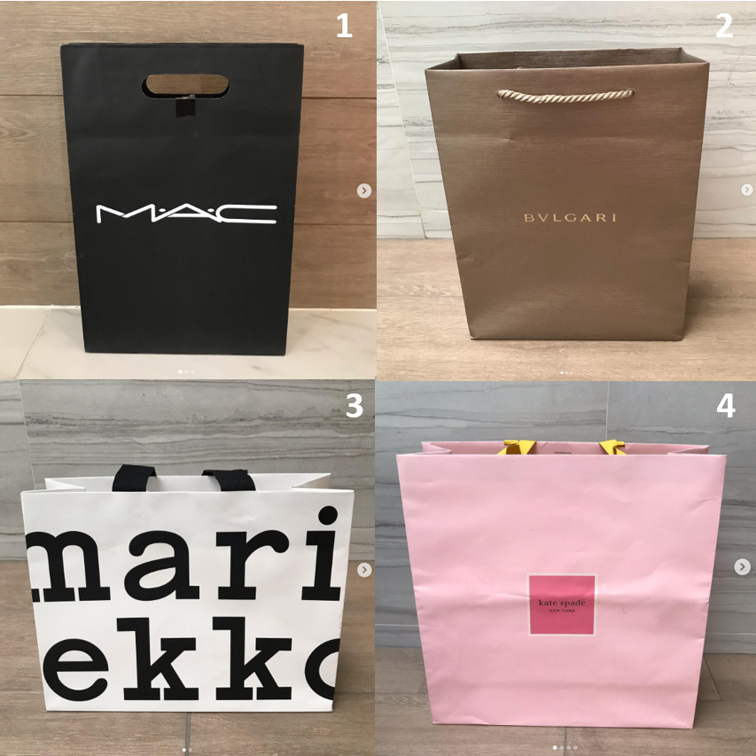 ถุงกระดาษ ถุง แบรนด์ MAC , BVLGARI , Marimekko , KATE SPADE ถุงใส่ของ ของแท้ จาก shop สภาพสวย