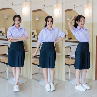 กระโปรงนักเรียนทรงแคบ สีกรมเข้ม-สีดำ ผ้าดีวาย ความยาว 22 - 26” เอว 23-32 “ทรงสวย รีดง่าย มีกระเป๋าลับใส่โทรศัพท์