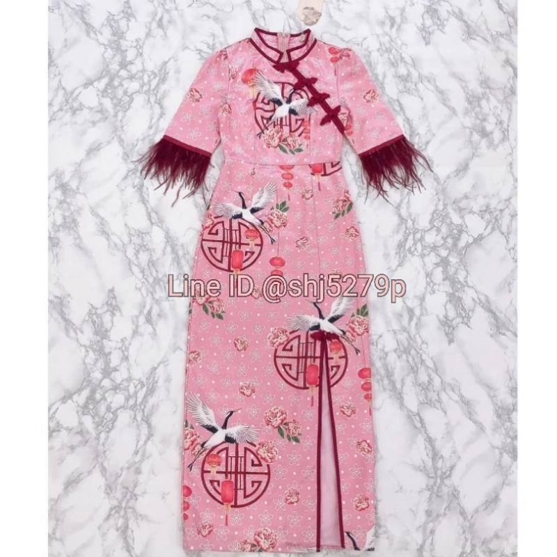 New เดรสยาวกี่เพ้า Swan Lucky Dress Maria Dimond แท้