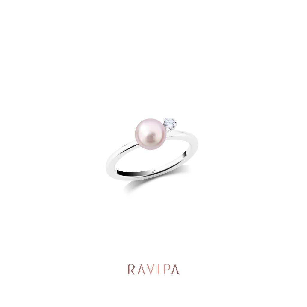 Ravipa | Viva Petite Diamond Pink Blush Pearl Ring
