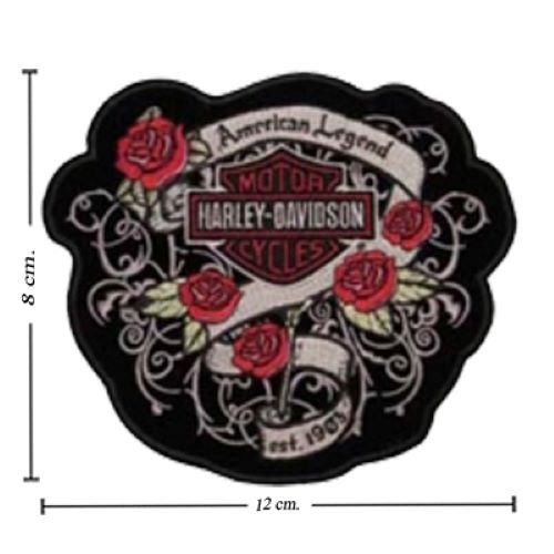 อาร์มปัก Harley Davidson Motorcycles American Beauty Iron on patches ตัวรีดติดเสื้อ อาร์มรีดติดเสื้อ