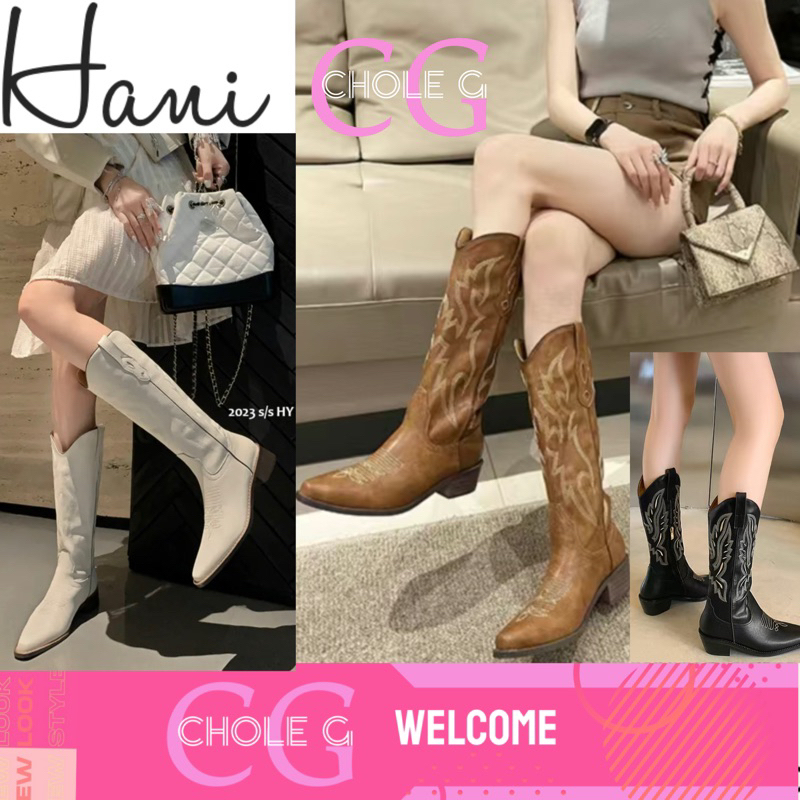 [ส่งด่วนถึงภายใน3ชม.ได้👍] Chole G: Hani Cowboy Girl Boots บูทคาวบอย บูทยาว Size 36-42(SH0104)