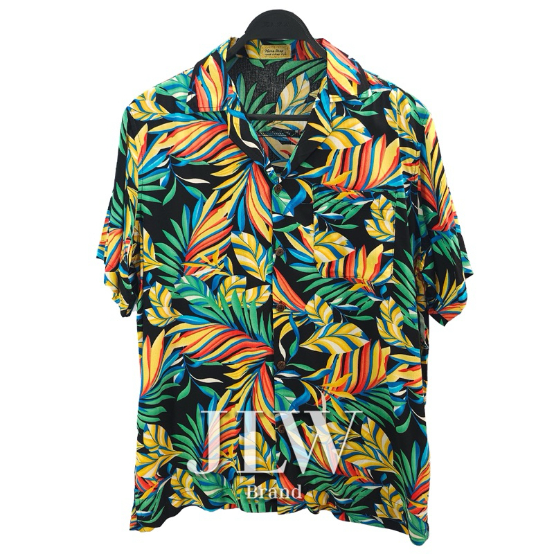 เสื้อฮาวาย ลายหมากนวล ดำ