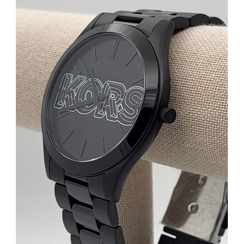 ⌚️MICHAEL KORS MK9062 Men's Slim Runway Black Stainless Steel Bracelet Watch 44mm