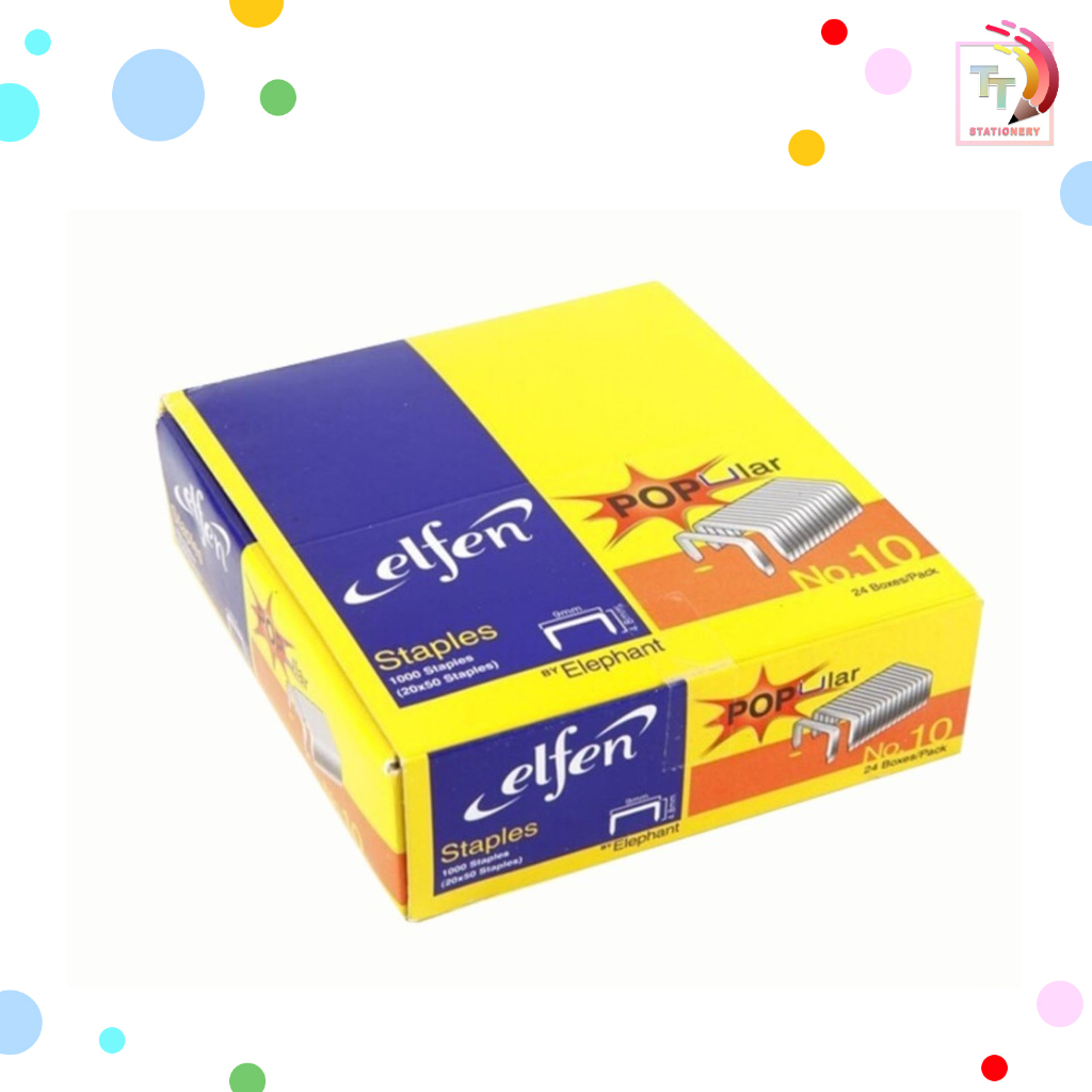 ELFEN ลวดเย็บ เบอร์ 10 และ 35 เย็บกระดาษ ลูกแม็ก รุ่น Popular elfen ของแท้  ( 1 