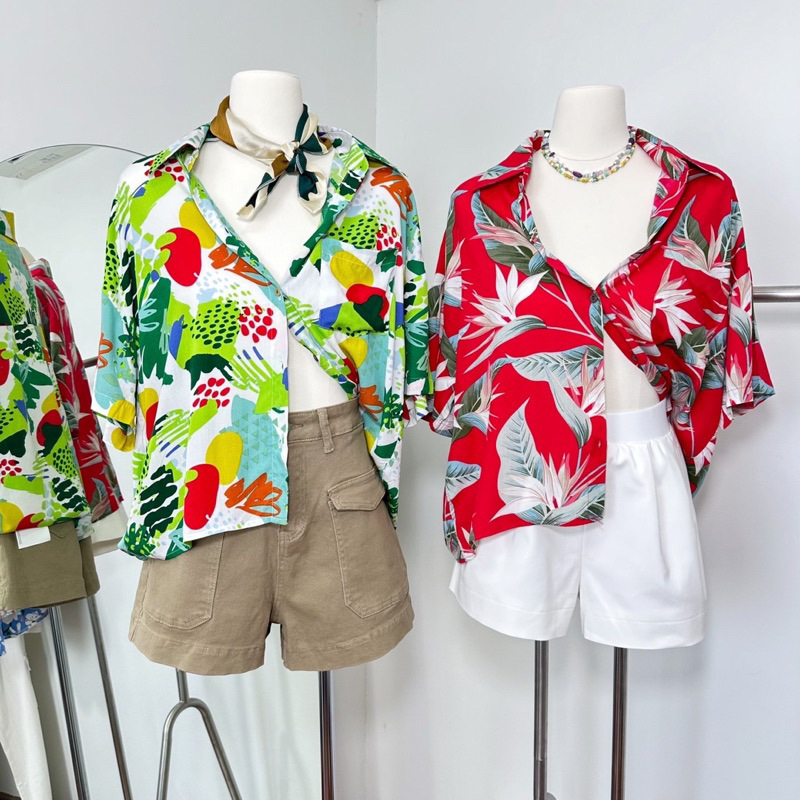 เสื้อเชิ้ตคอปกฮาวาย เนื้อผ้านุ่ม
