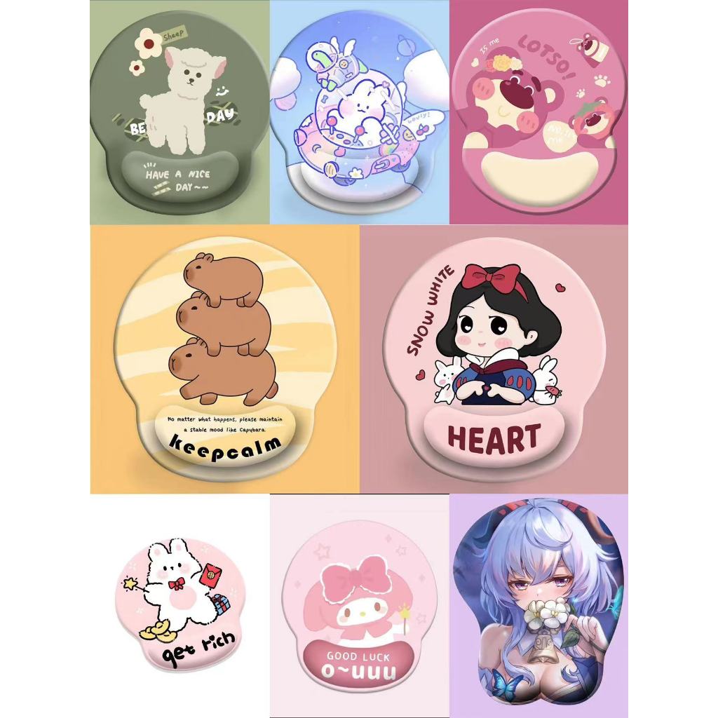 🔥พร้อมส่ง🔥 แผ่นรองเมาส์ซิลิโคน พร้อมซิลิโคนรองข้อมือ ลายการ์ตูนน่ารัก