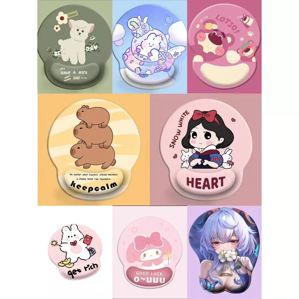 🔥พร้อมส่ง🔥 แผ่นรองเมาส์ซิลิโคน พร้อมซิลิโคนรองข้อมือ ลายการ์ตูนน่ารัก