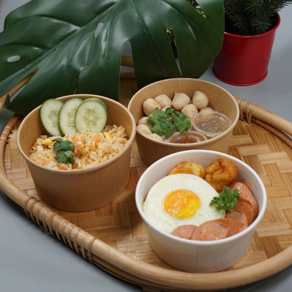 (50 ชิ้น) 🥣 ชาม TAKE AWAY ขนาด 600/750 มล. / ฝาพลาสติก  (50 ชิ้น)