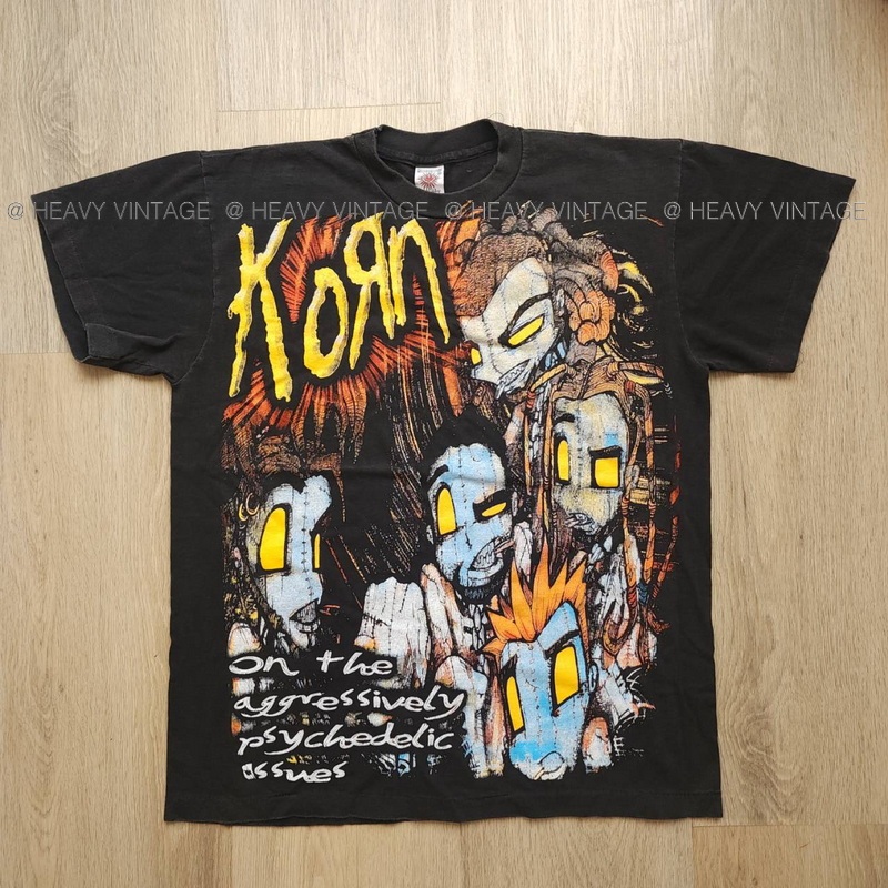 KORN ฟอกไบโอ สกรีนใหญ่ เสื้อวินเทจ เสื้อทัวร์ วงร๊อค โปรโมทอัลบั้ม heavy vintage shrit