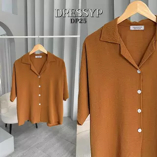 dressyp - Slub Batwing Shirt เสื้อเชิ้ตผู้หญิง คอปกฮาวาย เเขนค้างคาว ผ้าสลาฟ ใส่ง่าย ใส่สบาย DP25