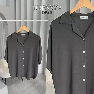 dressyp - Slub Batwing Shirt เสื้อเชิ้ตผู้หญิง คอปกฮาวาย เเขนค้างคาว ผ้าสลาฟ ใส่ง่าย ใส่สบาย DP25