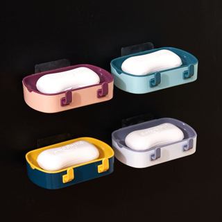 ชั้นวางสบู่ติดผนังสองชั้นบ้านห้องน้ำติดผนังชั้นวางสบู่กาวไร้…