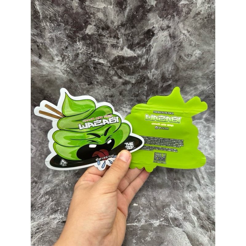 มาใหม่ ถุงซิป แบบพิเศษ ลายวาซาบิ ขนาด 3.5 กรัม New Special Shape Wasabi Mylar Zip Bag 3.5grams