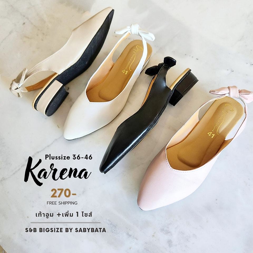 รองเท้าไซส์ใหญ่ Karena 36-45 คัทชู หนังนิ่ม ส้นสูง 1 นิ้ว Bigsize plussize