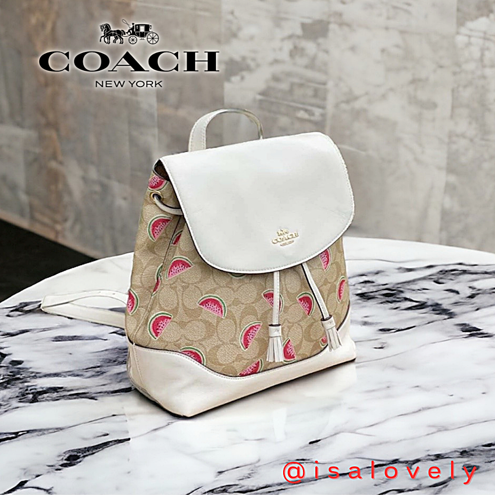 📌Isa Lovely Shop📌  COACH 1602 Elle Backpack In Signature Canvas With Watermelon Print