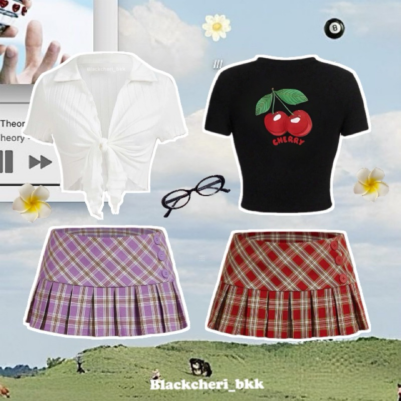 พร้อมส่ง เสื้อ/มินิกระโปรงลายสก็อต 4สี และสี Limited !! (พร้อมส่งจำนวนจำกัด)