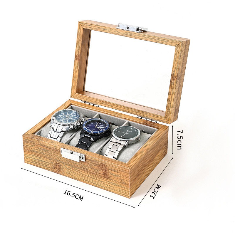 *พร้อมส่ง*กล่องนาฬิกา  3 6 10 12  เรือน(ไม้ไผ่+ในผ้าฟล็อค) กล่องใส่นาฬิกา Watch Box