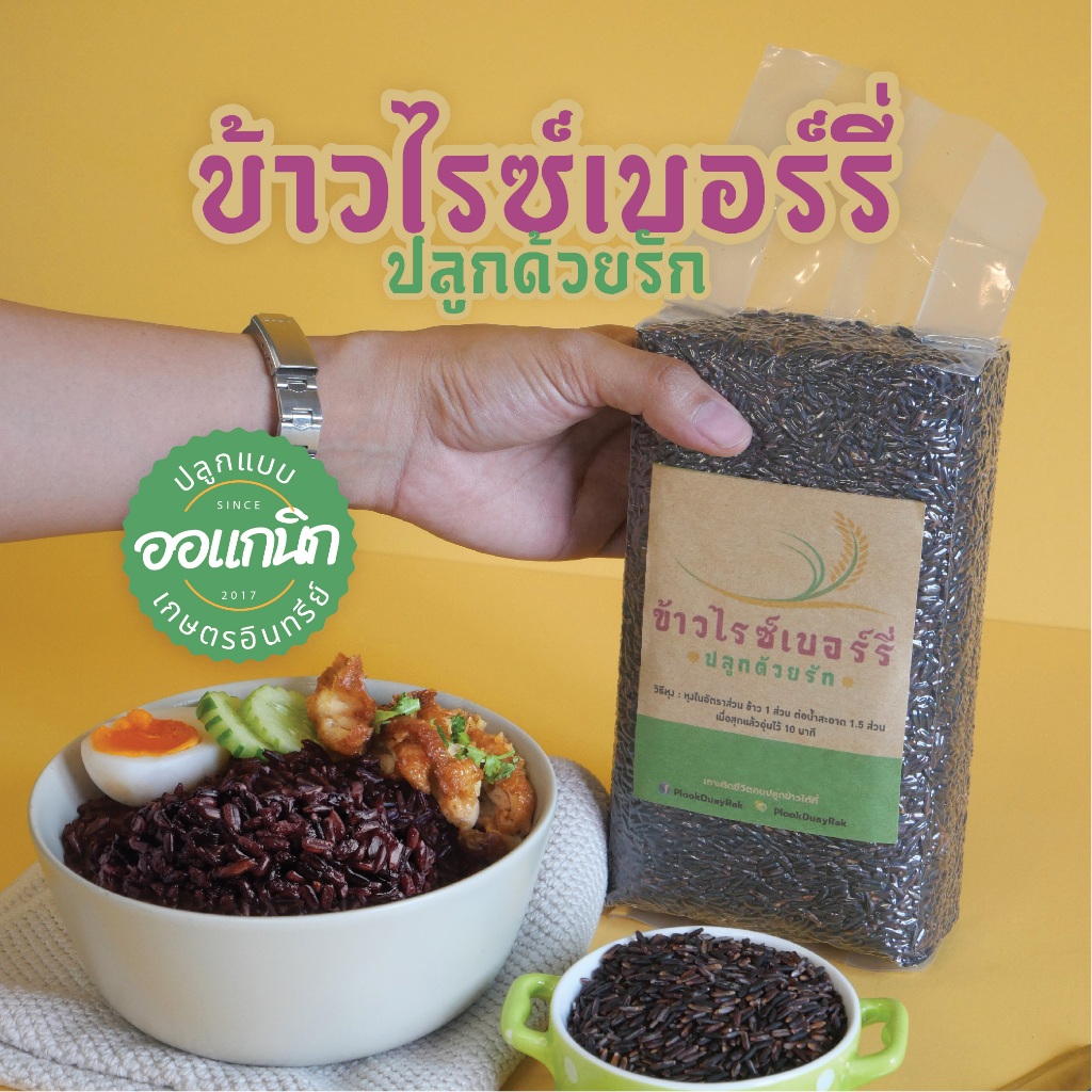 ข้าวไรซ์เบอร์รี่ (ออร์แกนิก) นิ่ม ไม่เข็ง ทานเพื่อสุขภาพ 1 กิโล-RB05