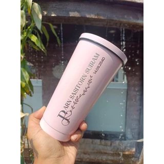 [เลเซอร์1ด้านเฉพาะชื่อ/ข้อความ] แก้วเก็บอุณหภูมิ ทรงสตาบัค 20oz ไม่มีรูป ออกแบบเองได้จ้า !!!